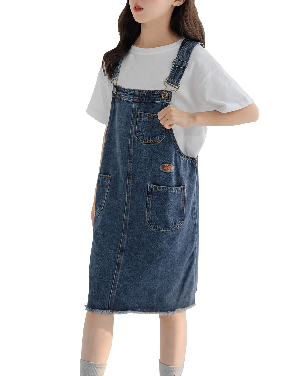 Peto Vaquero Falda Niñas Denim Vestido Dungaree Vaqueros Vestido Peto de Falda Peto Monos sin Mangas