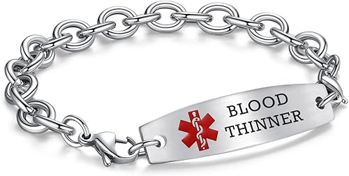 LinnaLove Pulseras de identificación médica intercambiables Cadena de cable de acero inoxidable pulseras de alerta médica personalizables para