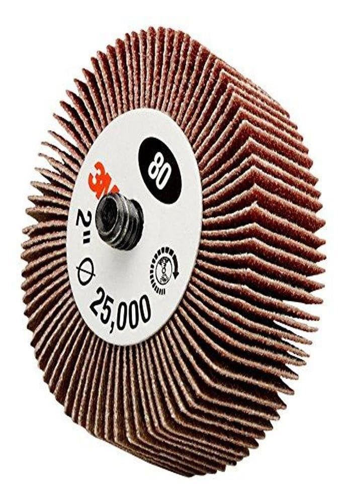 3M Flap Wheel Type 84 244D, 2" x 1" x 1/4-20 External 80 X-Weight, Rayon Cloth Backing, Aluminum Oxide, Abrasive Grit, 1" Width (Pack of 10)