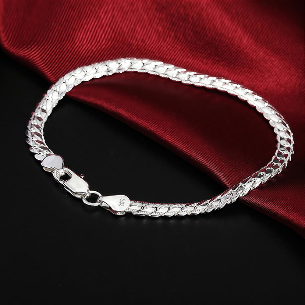 Generic Pulsera de cadena cubana de plata esterlina 925 Hip Hop para hombre y mujer