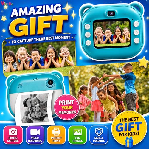 Image of VikriDA Instant Print Camera for Kids | 1080P HD Digital Camera with Video Recording, Built-in Printer, Fun Filters & Stickers.