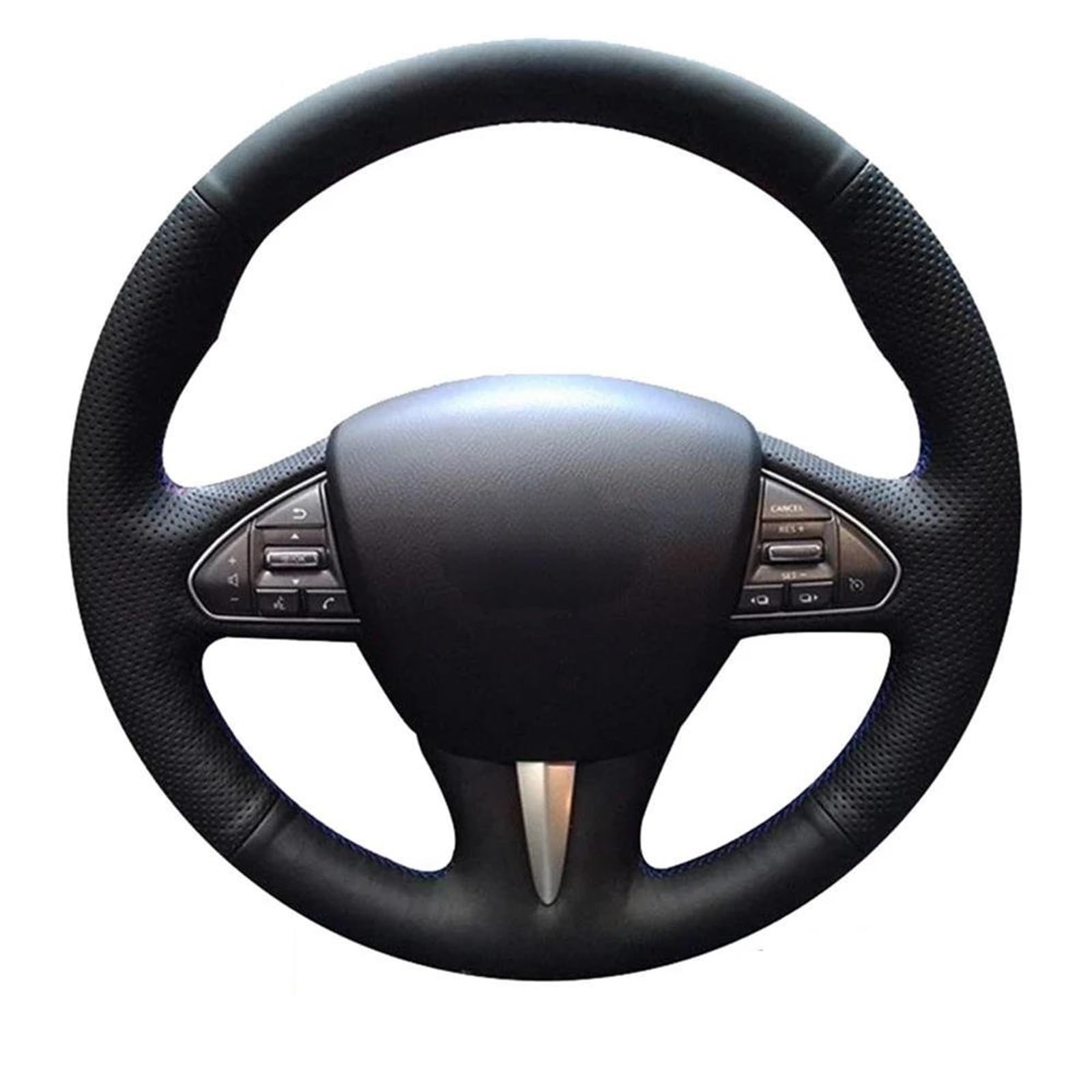 Osłona Kierownicy Samochodu DIY Skóra Z Mikrofibry Akcesoria Do Wnętrza Dla Infiniti QX50 2015 Q50 2014(Blue Thread)