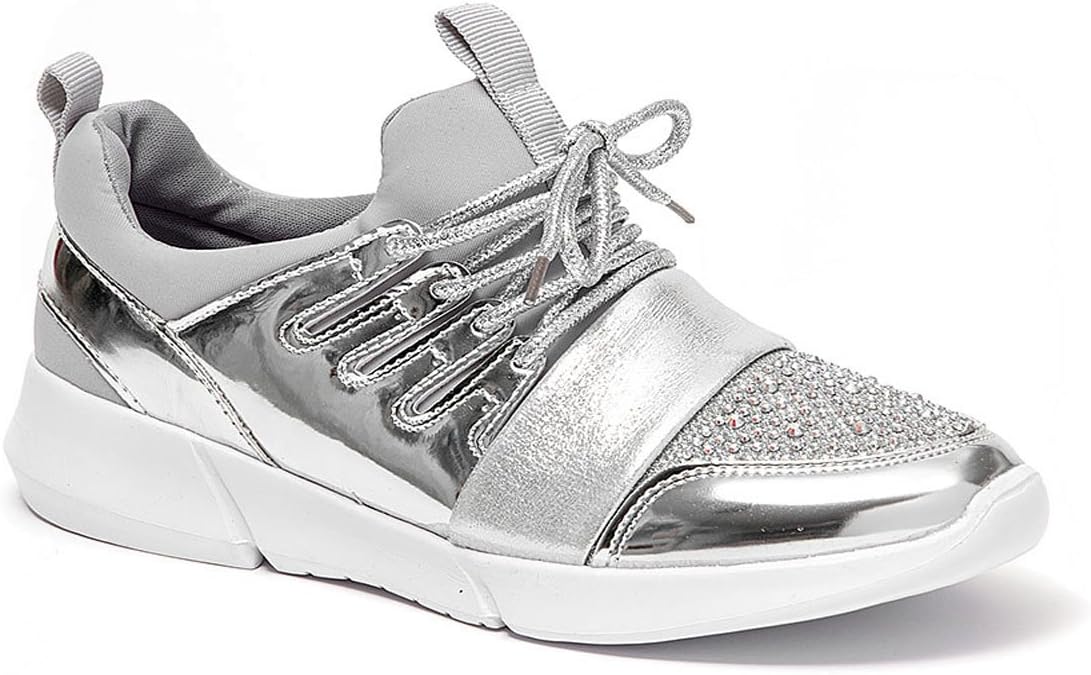 Golden Road G.N.D Women Shinny Fashion Sneaker #1107-2 (6, Silver)