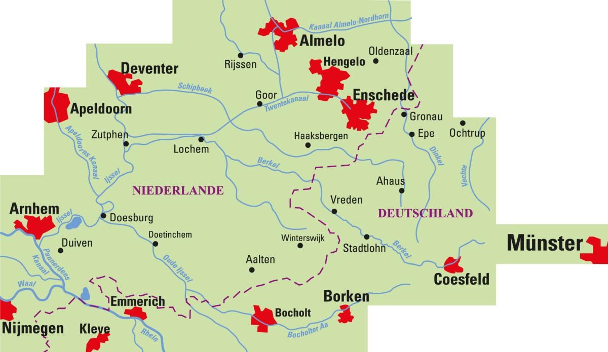 ADFC-Regionalkarte Münsterland West / Flusslandschaft Achterhoek, 1:75.000, mit Tagestourenvorschlägen, reiß- und wetterfest, E-Bike-geeignet, ... Aar-, Berkel-, Ijssel- und Slinge-Route: 730