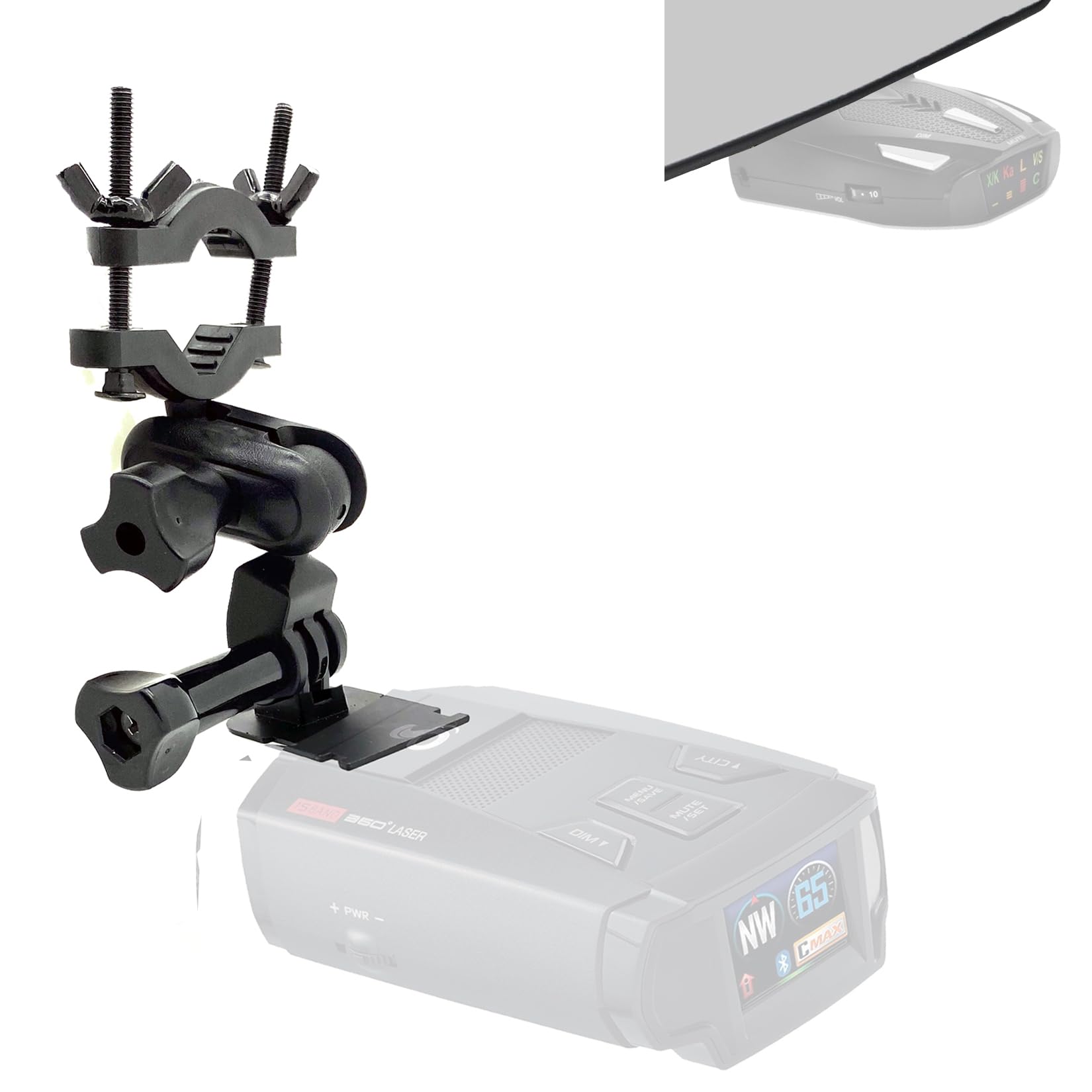 Radar Detector Rearview Mirror Stem Mount for for Cobra RAD 500G 480i 450 450 350 SPX 955 & Selected Radar Detectors Below