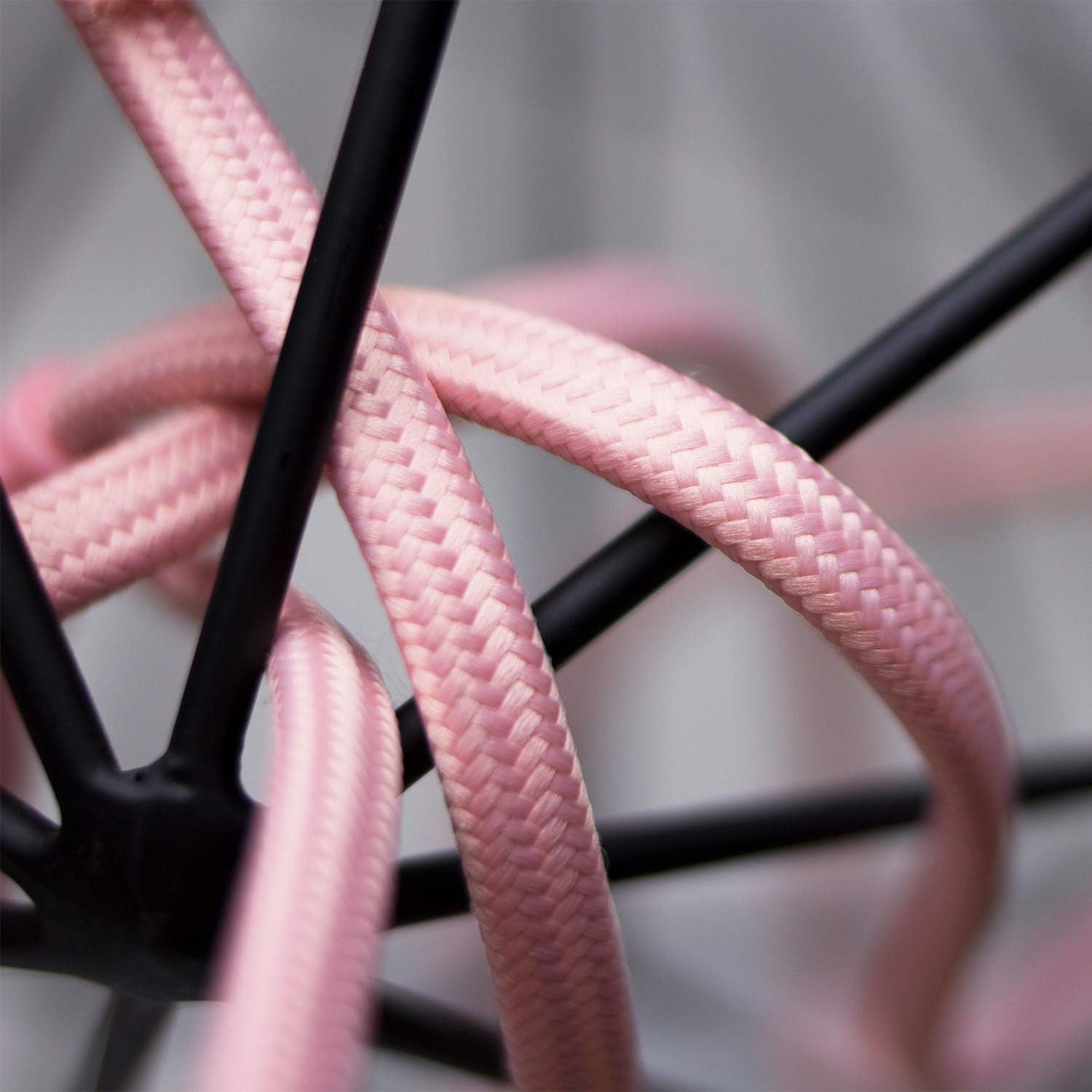 Globe Electric Designer Series 9-ft Fabric Extension Cord, 3 Polarized Outlets, Right Angle Plug, 125 Volts, Pink, 22839