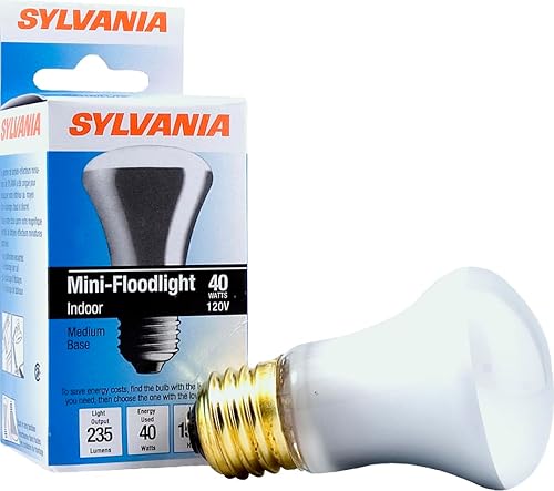 Sylvania 14784 Foco de luz estilo reflector pequeño R14, 25 vatios, base intermedia, incandescente., 14821, 40watts, 120 volts