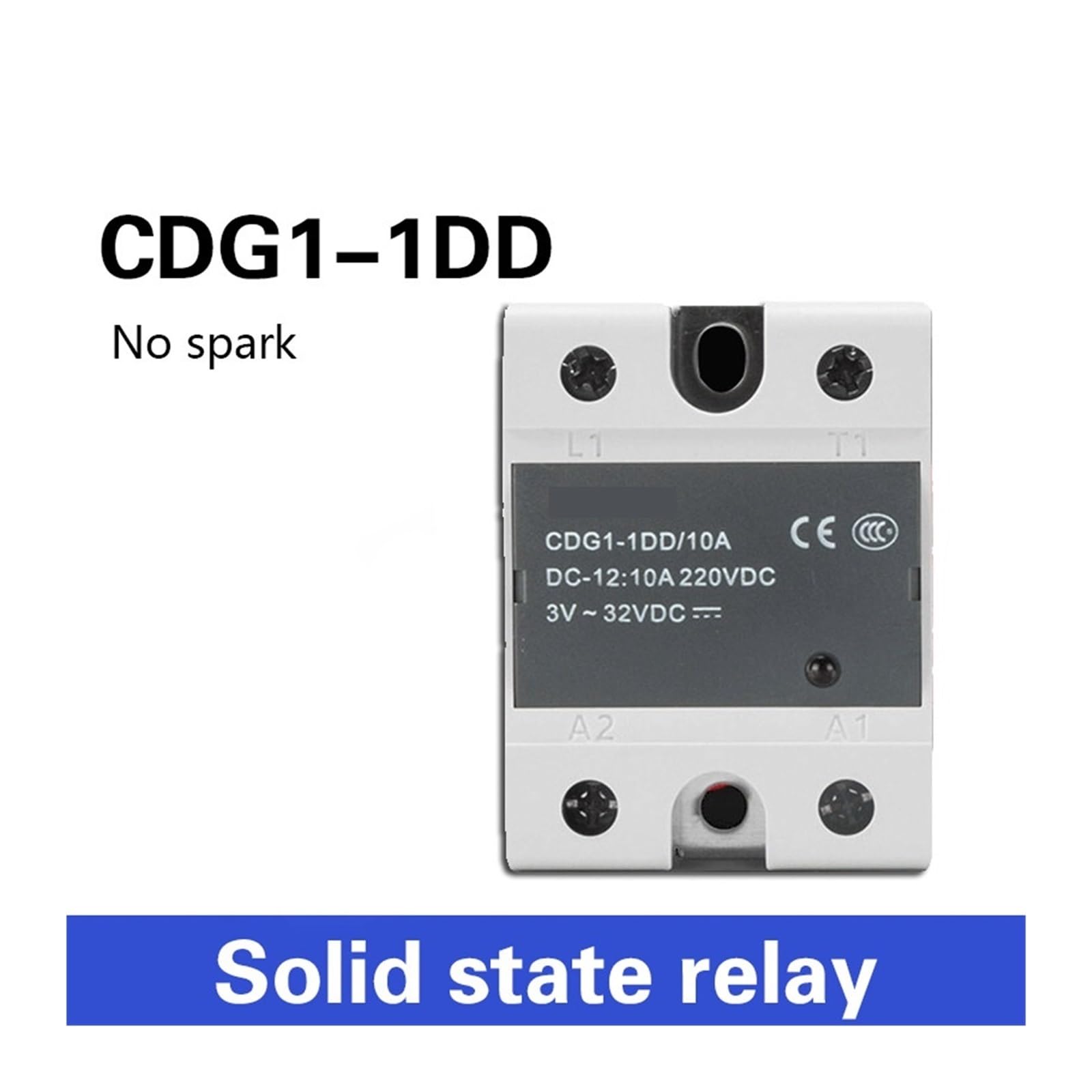 CDG1 Solid State Relay Single Phase DC Control DC CDG1-1DD 10A 25A 40A 60A 80A SSR-DD SSR Relay no Spark (Size : CDG1-1DD 40A)