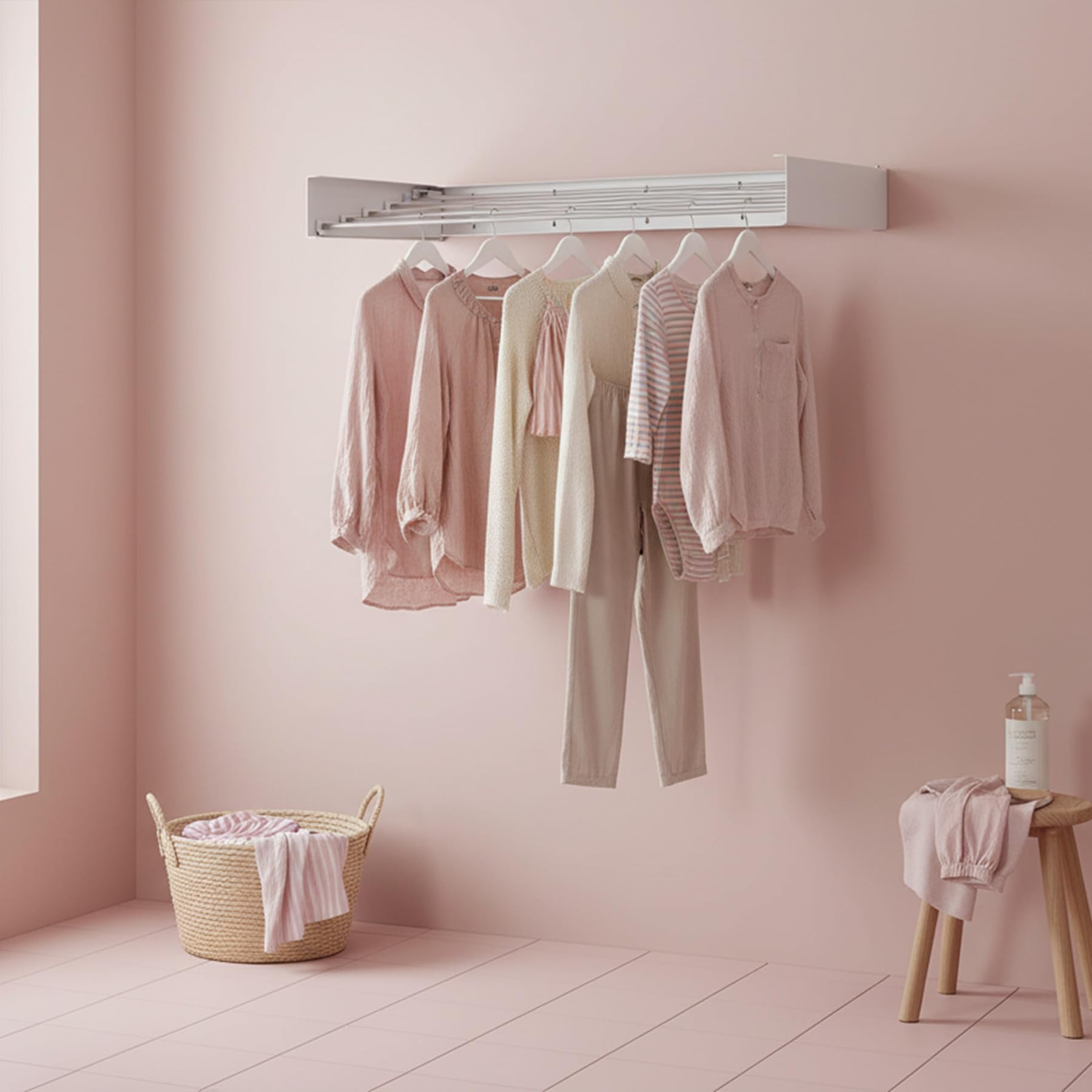 foxydry Hide - Tendedero de pared, para balcón, exterior, interior, plegable, color blanco (edición limitada), 121 cm