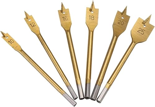 Miniatura 5 de Taladro plano para carpintería de tres puntos, 0.394-0.984 in, chapado en titanio, juego de sierra de agujero hexagonal