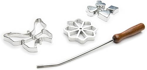 Fox Run Juego de hierro rosetón con asa, aluminio fundido, mariposa, flor y trajes de tarjetas