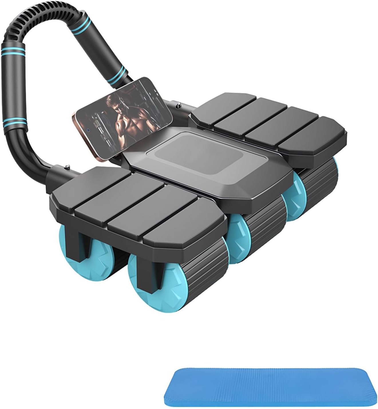 Rullo automatico per addominali rimbalzo e stabilità a 6 ruote addominali per allenamento Core Training 150 kg Heavy Duty Core Trainer – dati di allenamento tramite app sincronizzazione, con supporto