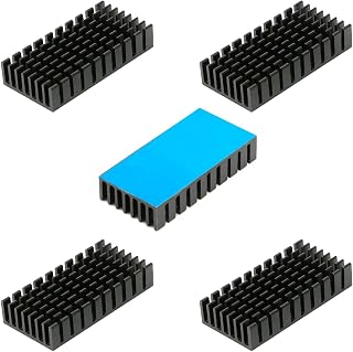5PCS Aluminum Heat Sink with Thermal Conductive Adhesive Tape, 50×25×10mm Heatsink Cooler for Cooling VRM GPU Stepper Driver 3D Printer Stepper Motor