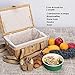 JOLLY HOME Picnic Basket for 2 Persons, Handmade Wicker Picnic Basket with Two Woven Canvas Handles & Washable Linen Lining, Natural Willow Hamper for Outdoor Picnic. Great Gift for Every Occasion