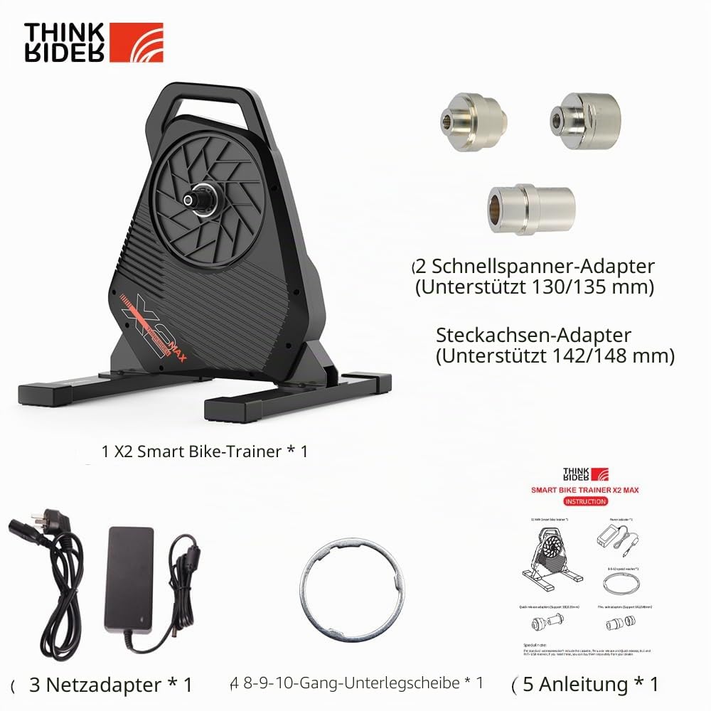 ThinkRider X2Max Smart Fahrradtrainer, leises und tragbares Indoor-Cycling-Gerät mit 18% Steigungssimulation, ANT+ und BLE