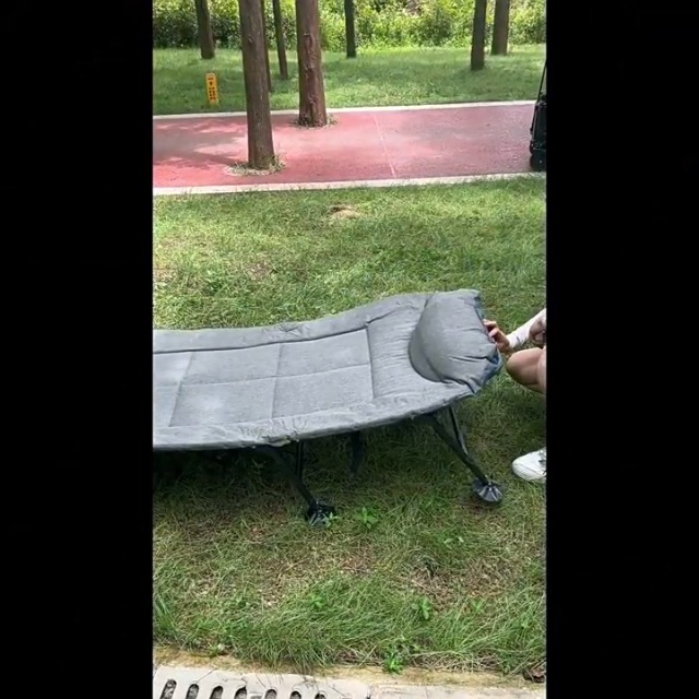 Lit De Camp Pliant 1 Personne Avec Matelas - Dossier Réglable 6 Positions - 190x68x30 Cm - Charge 150 Kg - 9