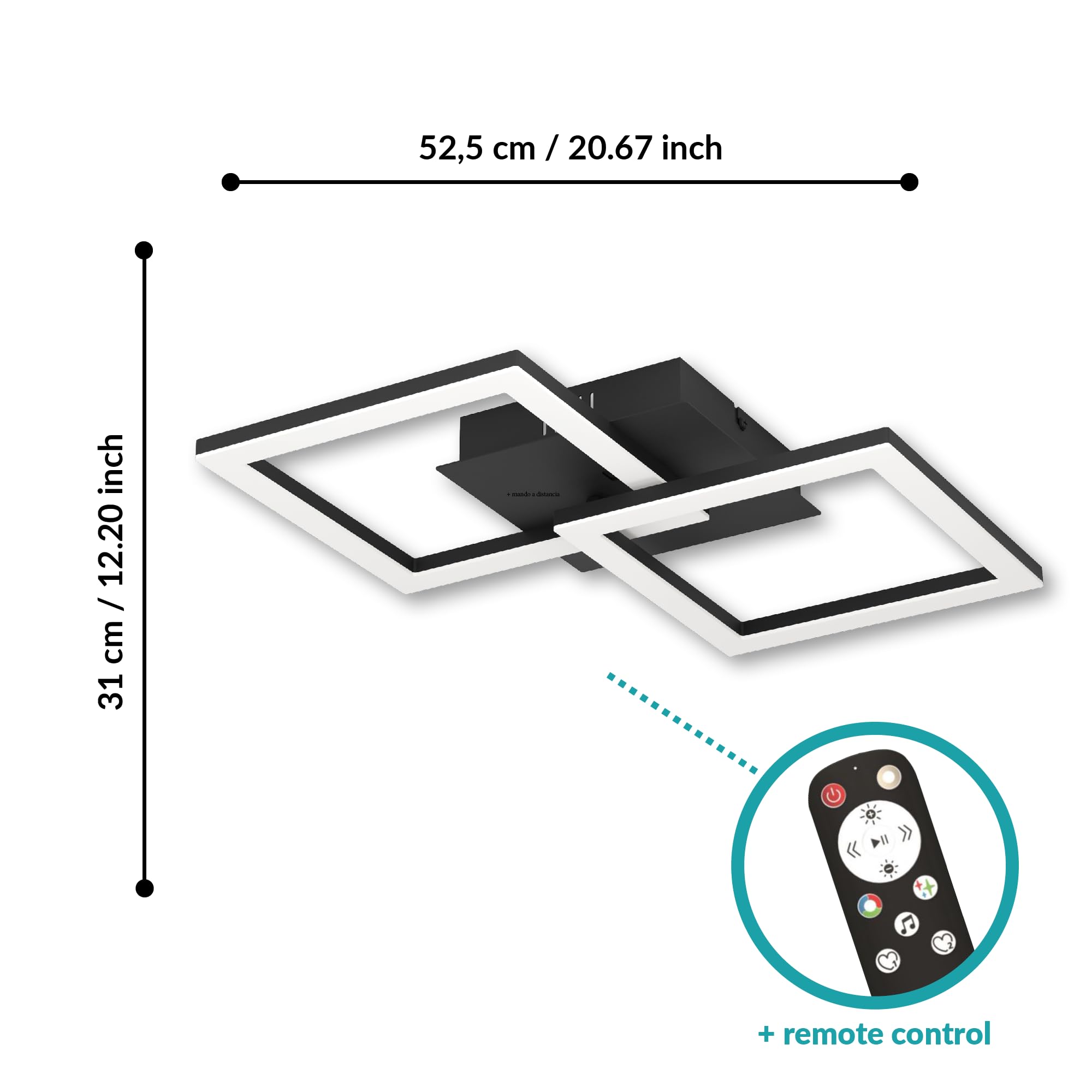 EGLO lampa sufitowa LED RGBIC, ciepła biel RGB metal w kolorze czarnym | geometryczna oprawa podsufitowa z efektami świetlnymi dekoracja pokoju gamingowego i na imprezę oświetlenie sufitowe pilotem
