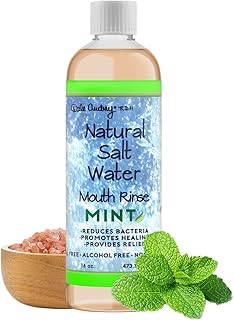 Natural Saltwater Mouth Rinse | Himalayan Pink Salt Water Oral Rinse | Organic Refreshing Mint Flavor Fluoride Free for Fresh Breath | Mouthwash for Bad Breath Treatment | 16 Oz