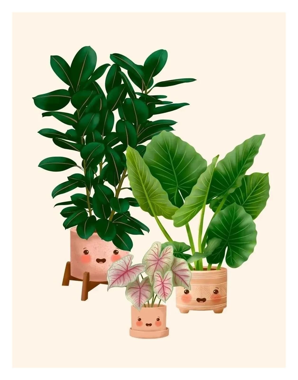 Images d'art murales de dessin animé 50x70cm pour réveiller un mur blanc sans effort avec des plantes