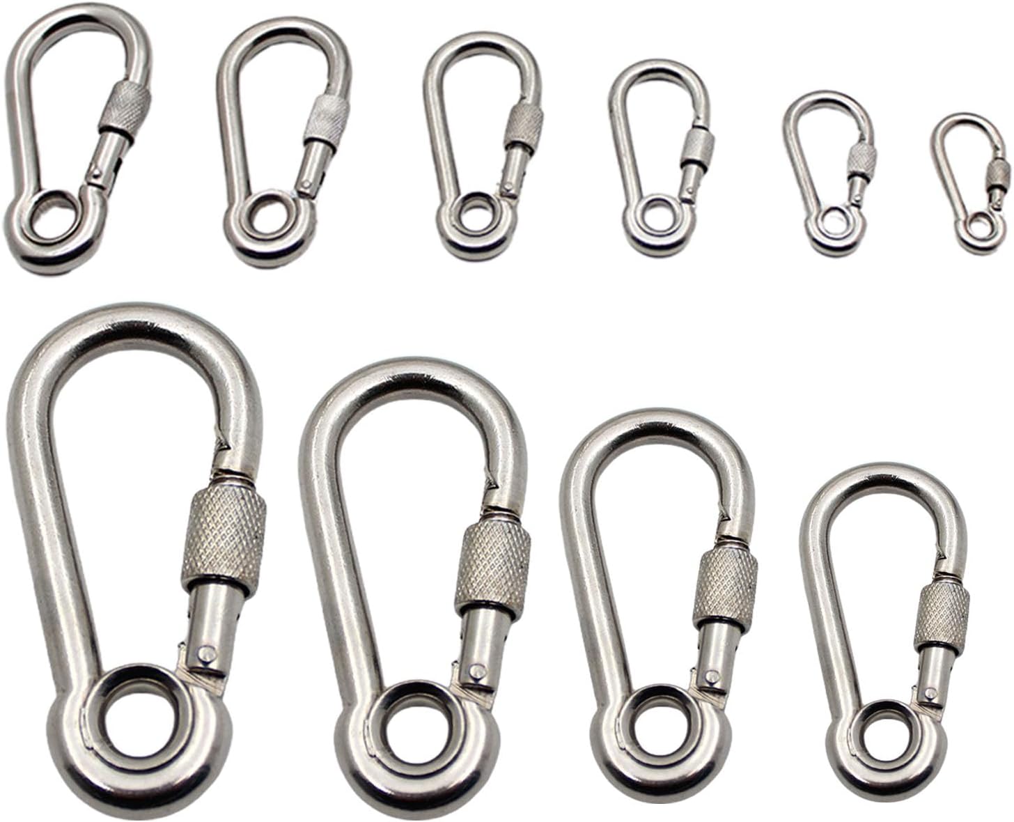 2 Pcs Locking Carabiner Screw Gate Buckle Heavy Duty Carabiner Stainless Steel Screw Lock Carabiner Hooks