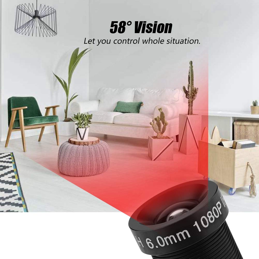6mm CCTV Camera Lens, M12*0.5, Grandangolo, Fisso, Black, Supporto IR, 58° Vision, 2 Milioni di Pixel