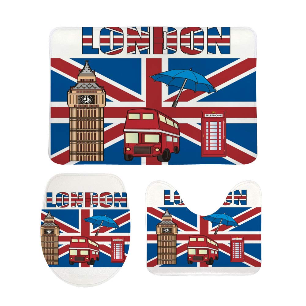 Ensemble de tapis de salle de bain lavable motif drapeau
