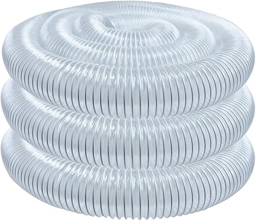 POWERTEC 70143V - Manguera de recogida de polvo de PVC de 4 x 20 pies para colector de polvo para carpintería y aspiradora de taller, manguera