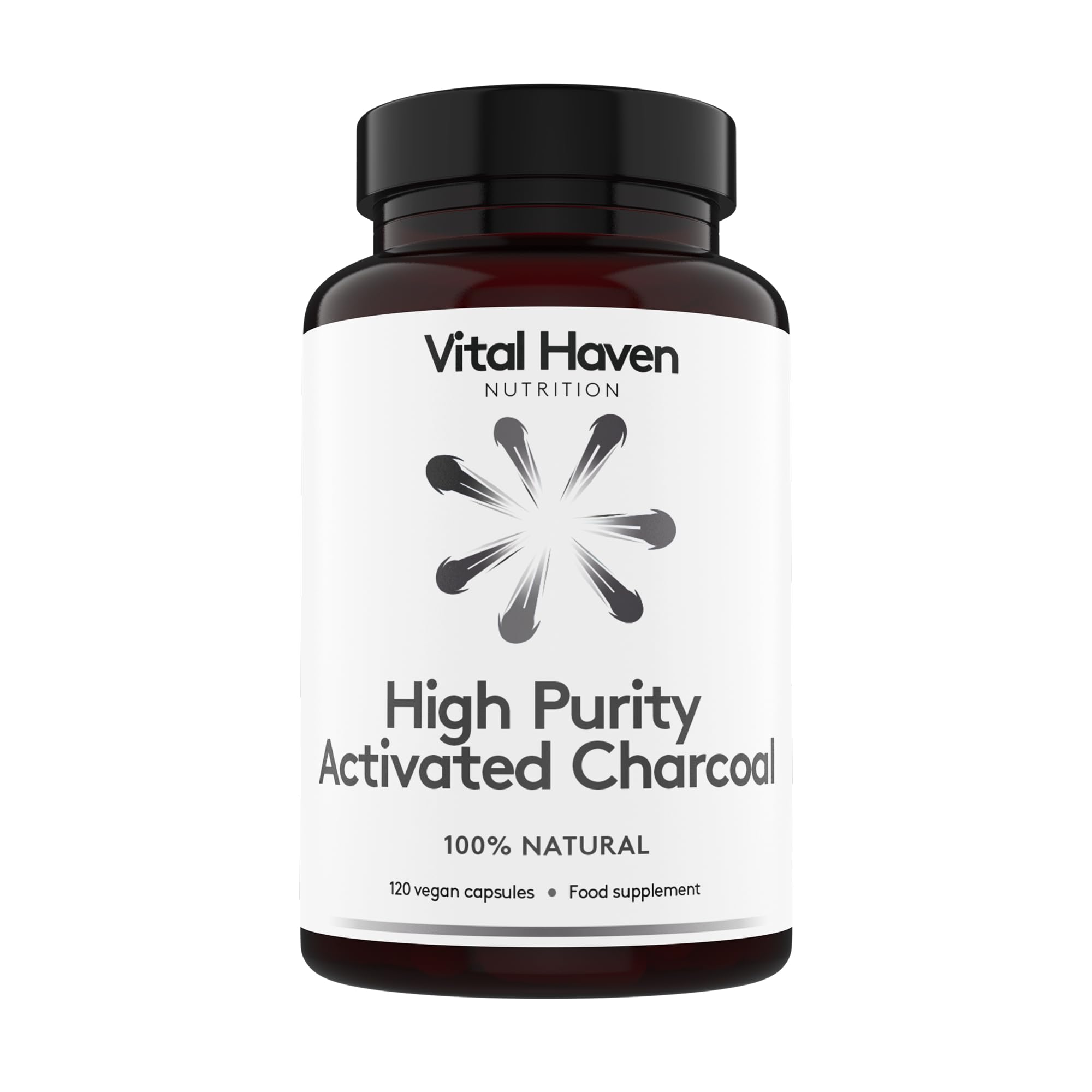 Vital Haven High Purity Activated Charcoal Supplement - 2100mg - UK Made