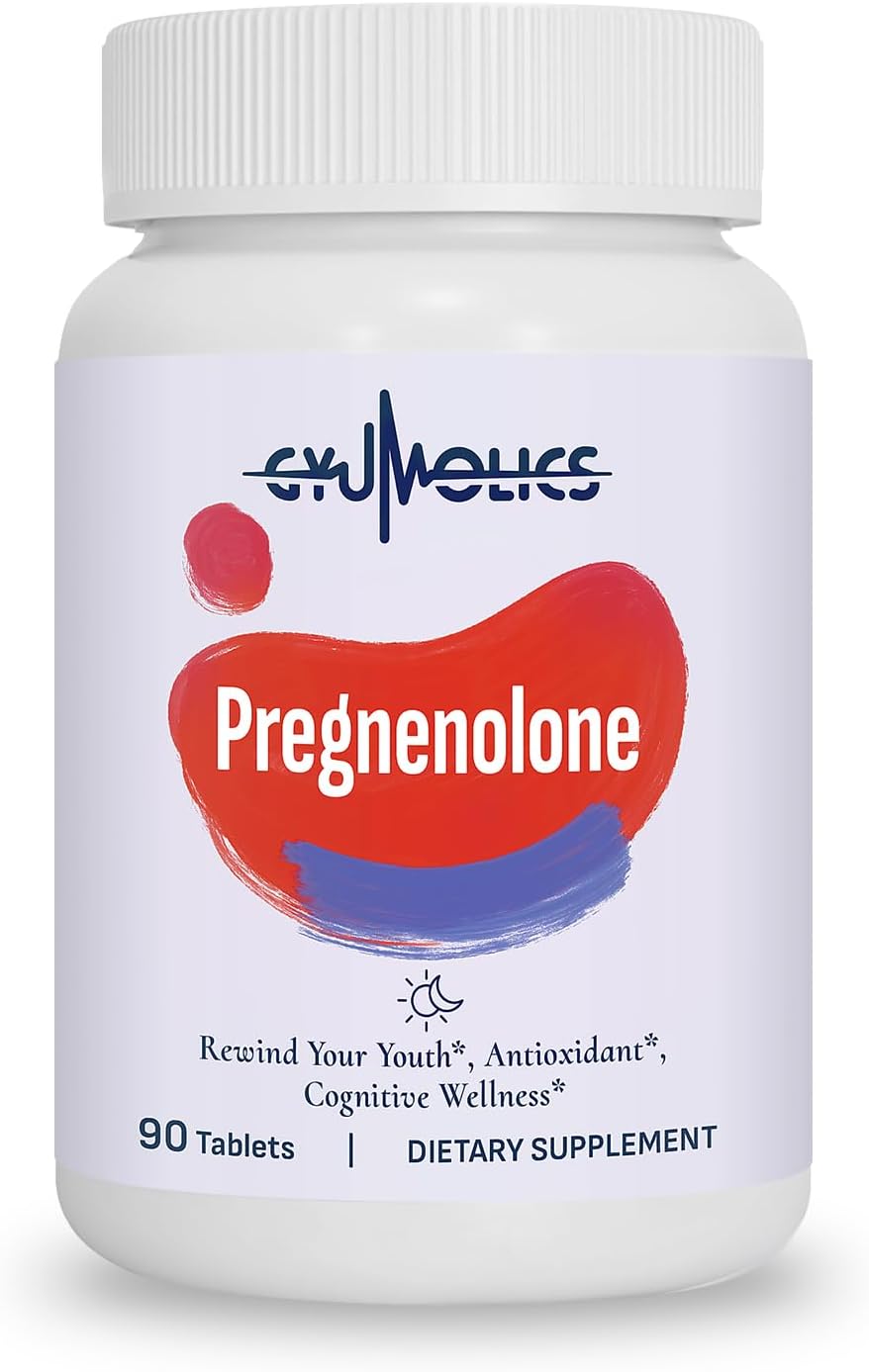 Product image of Pregnenolone 100mg Supplement for Cognitive Function & Mental Clarity - Multi-Ingredient Formula for Men & Women - 90 Tablets