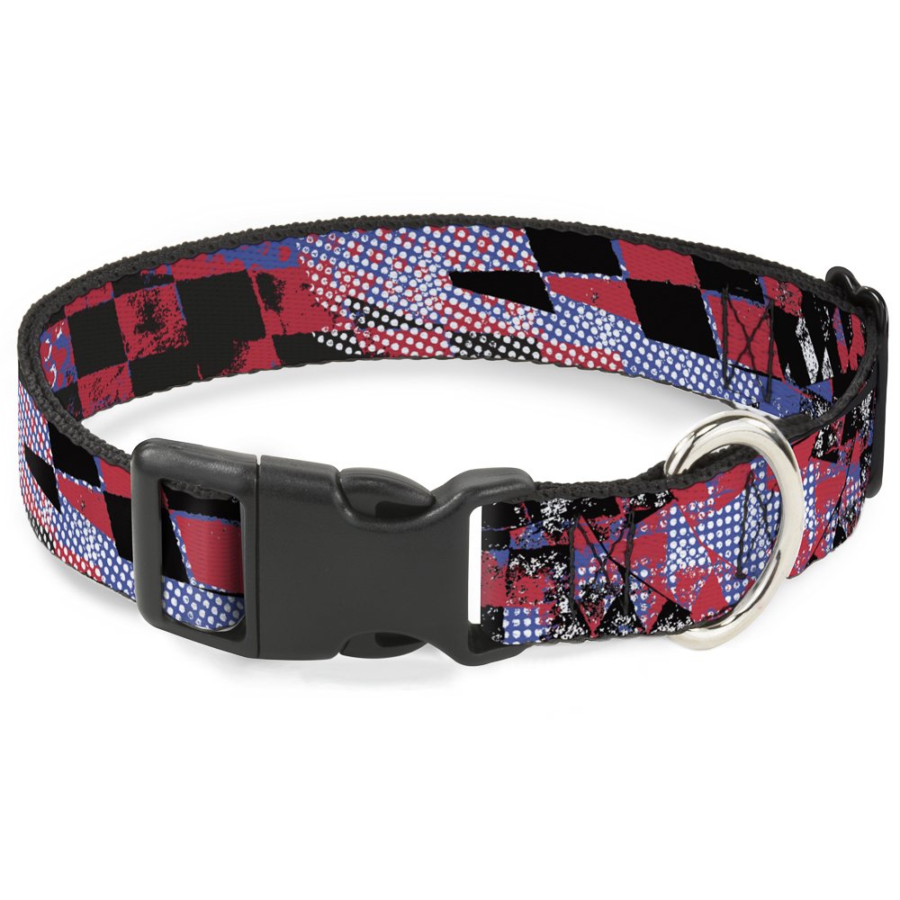 Collier plastique clip Buckle Down Pc-w30725-wl imprimé damier pour grand chien