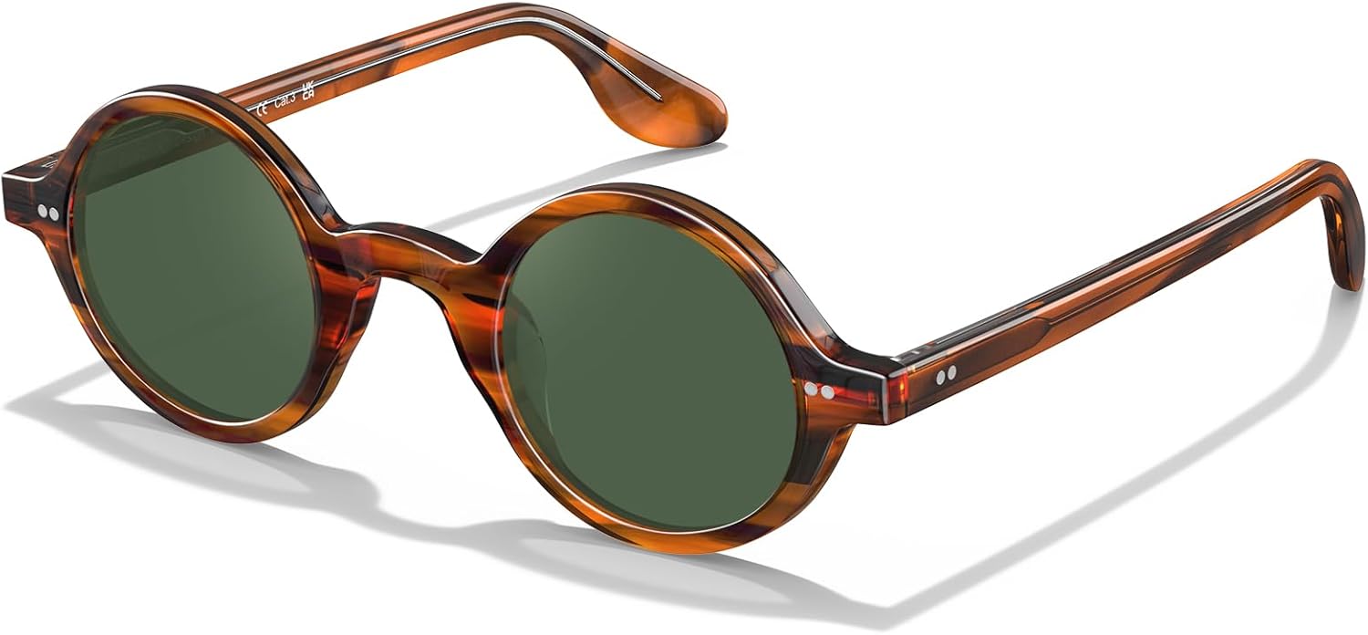 CARFIA Retro Acetate Small Face Polarized Sunglasses for Men Cool Classic Round Sun Glasses CA2501 - Image 9