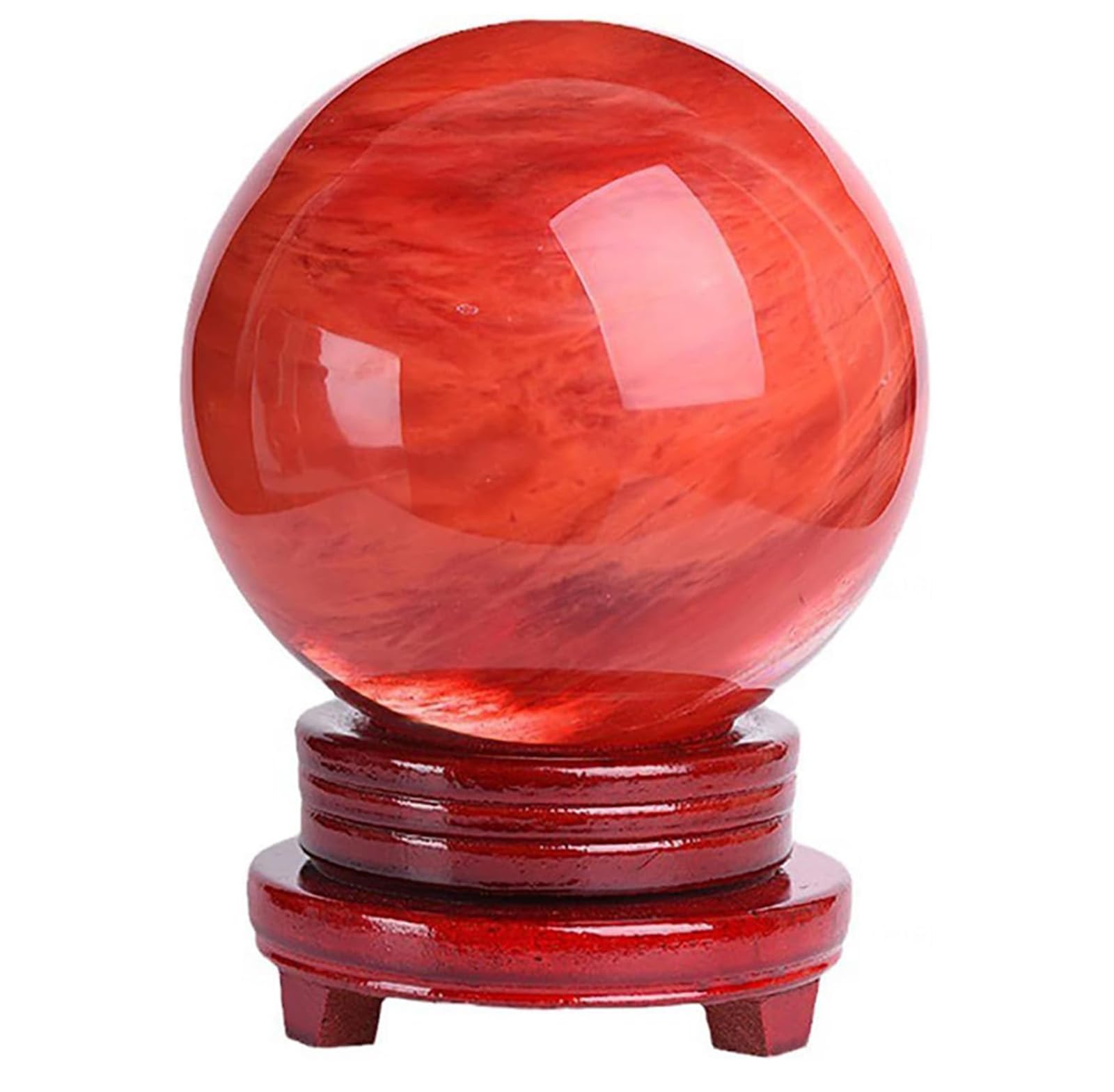 CYVXCPPGI Beautiful Red Ball with Stand, Melting Red Quartz Crystal Ball,Fengshui Ruby Divination Ball Sphere for Home Decor Prosperous Love Invite Wealth,170mm/6.7in