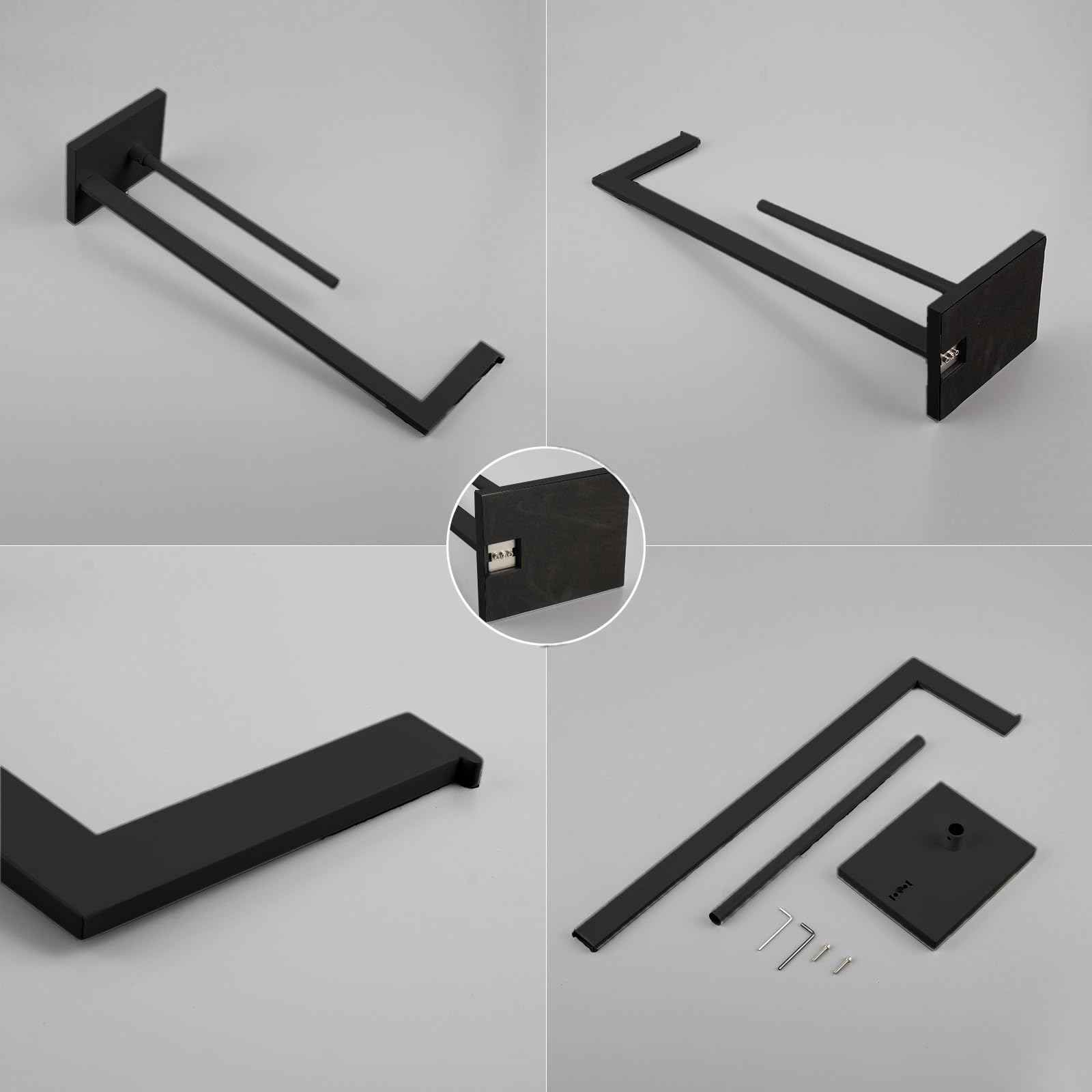 GERZWY SUS 304 Portarotolo per carta igienica in acciaio inox, autoportante, piedistallo con riserva, nero opaco DZY004-BK