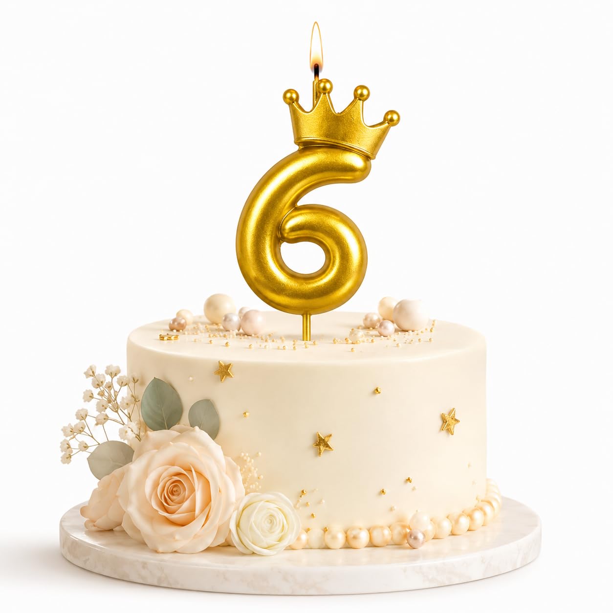 Gold Crown Birthday Candle - 3D Number 3 Cake Topper -23
