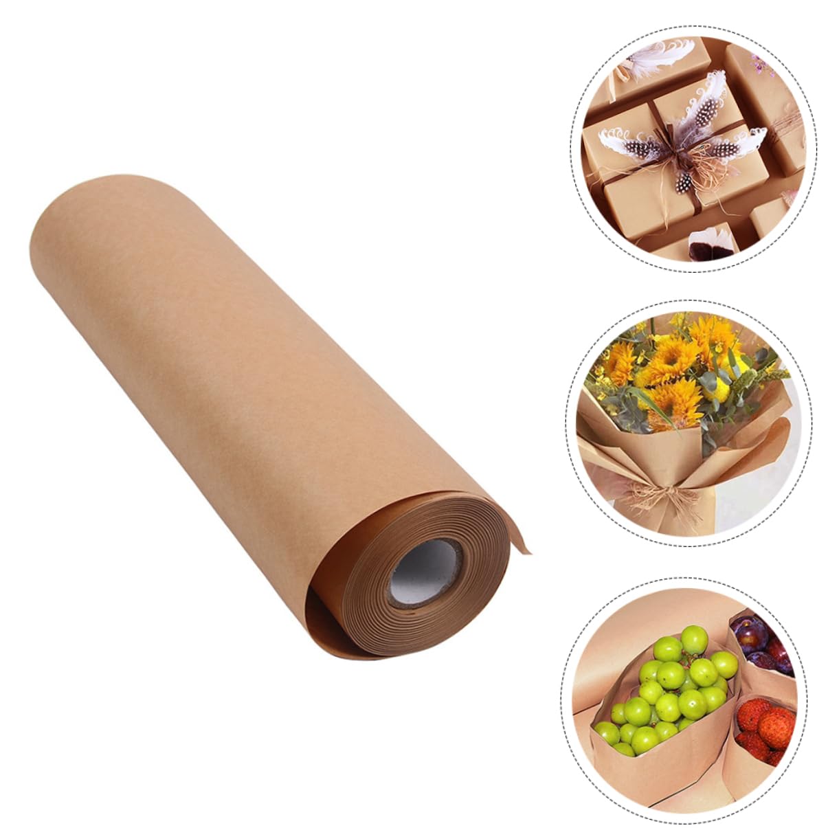 JEWEDECO Rollo de Papel Kraft Marrón para Embalar Ramos y Manualidades, Superficie Lisa, Resistente al Desgaste, Adecuado para Bricolaje y Decoración