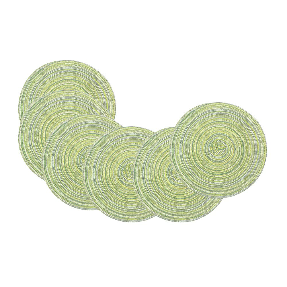 SCF2017 Set of 6 Round Woven Cotton Yarn Placemats 18cm Small Table Mats Coasters(Green)