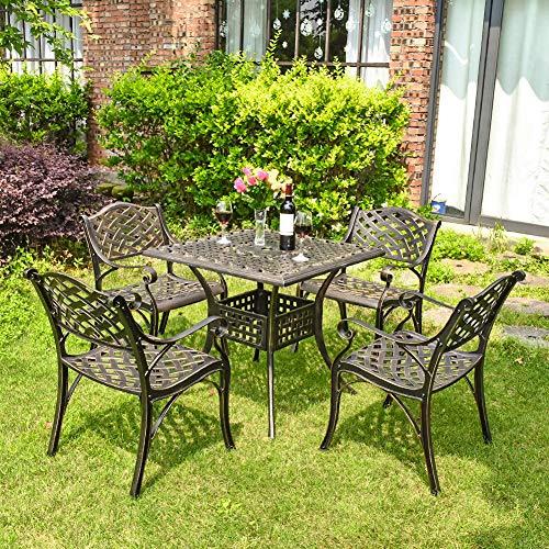 TITIMO 5Piece Outdoor Furniture Dining Set, AllWeather Cast Aluminum