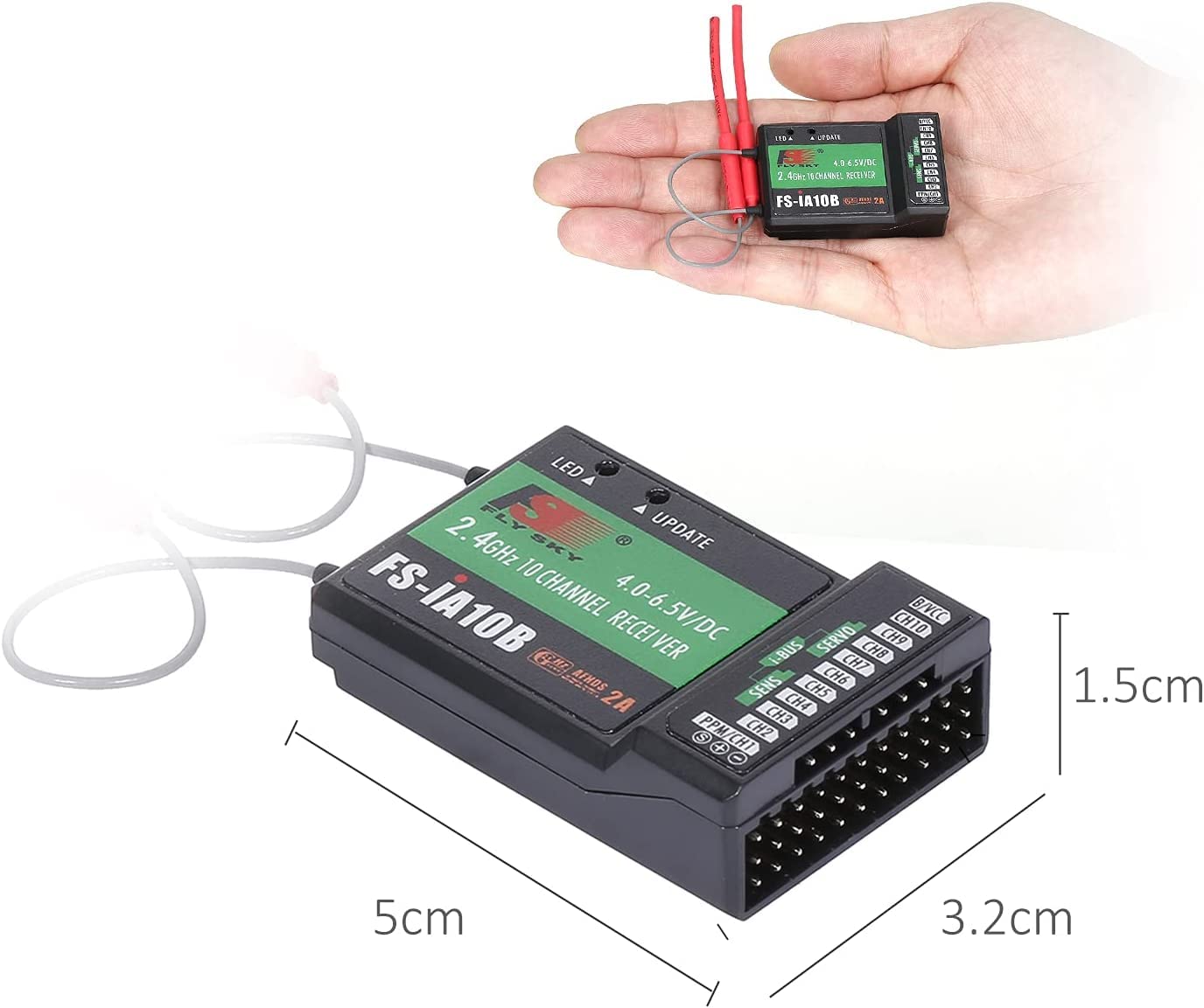 Ricevitore Flysky FS-IA10B, 10 canali 2.4GHz AFHDS 2A RC trasmettitore ricevitore per trasmettitore RC FS I4 I6 I6X I6S GT2G GT2E I8 I10 TH9X CT6B GT5 GT3C IT4S TM10
