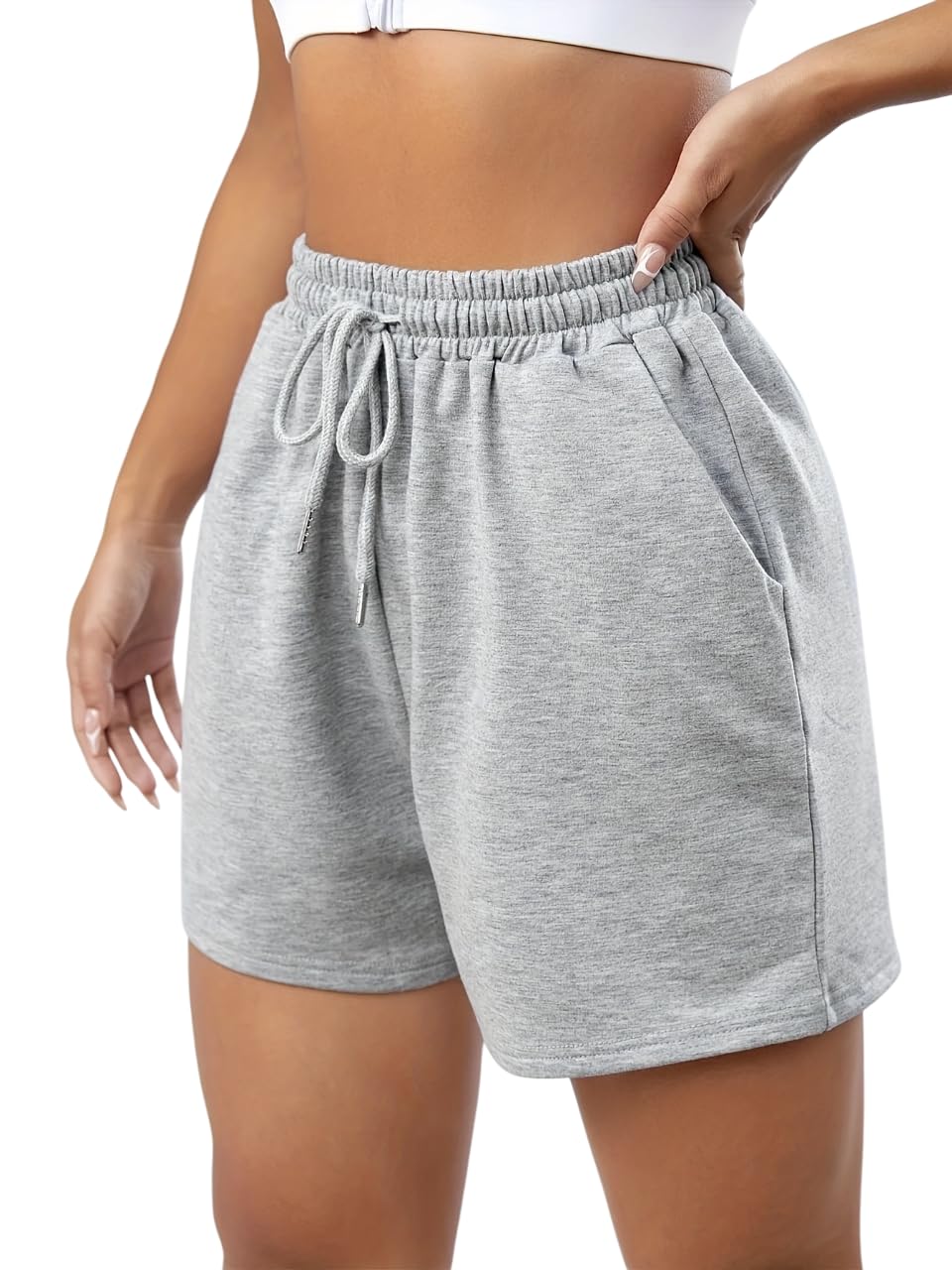 dockstreet Straight Wide fit Long Length Cotton Shorts with Two Side Pockets for Women/Trending Multi Pocket Style, Relaxed Casual Shorts for Women-picture-26