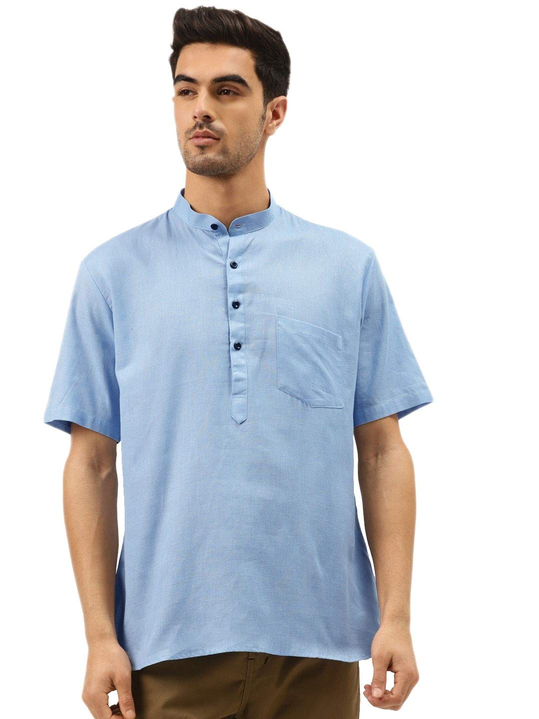 Rajubhai HargovindasHalf Sleeve Linen Short Kurta
