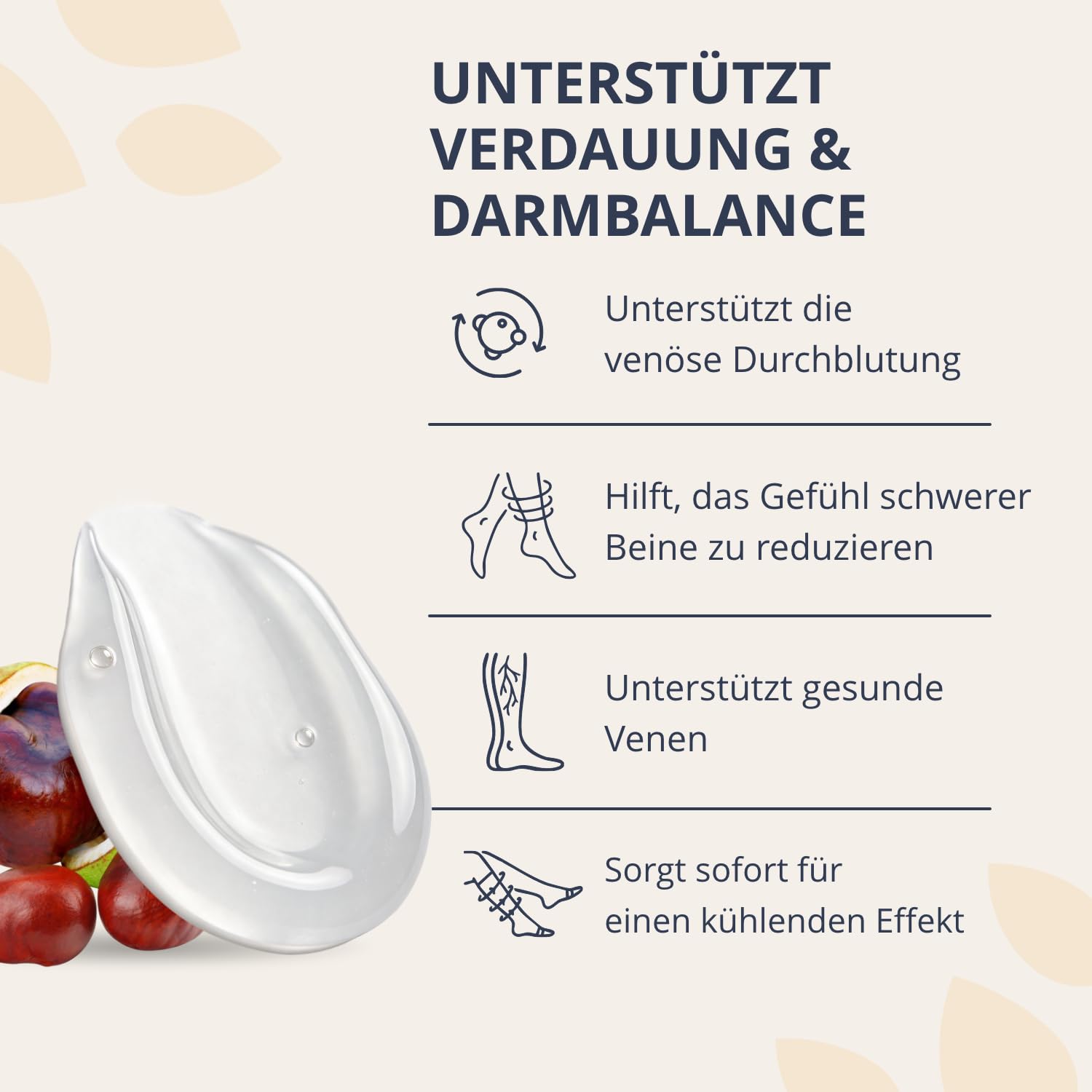 Golden Tree Veinless Kühlgel – Rosskastanien Salbe, 100 ml | Mit Ginkgo Biloba & Roter Weinrebe, Für müde Beine & Venenpflege, Ohne Parabene & Sulfate