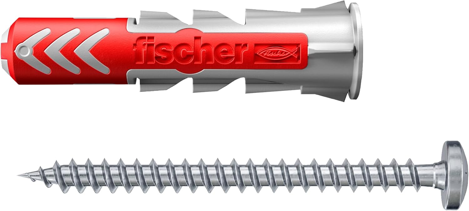 fischer DuoPower 6 x 30 S PH, Powerful Universal Plug with Panhead Screw, Intelligent 2-Component Technology for fastenings in Concrete, Bricks, Stone, Gypsum plasterboard, etc, 50 Plugs & 50 Screws