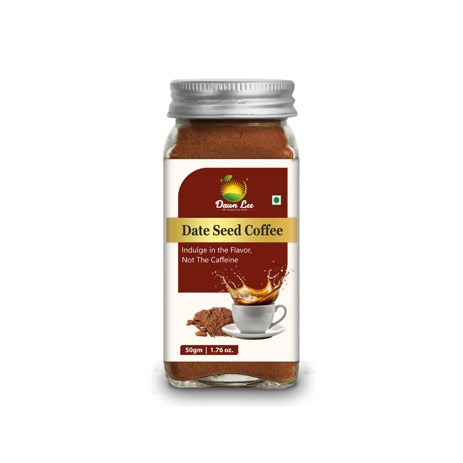 Dawn Lee Dates Seed Coffee 50g | Chicory & Dates Powder | Smooth, Rich Taste | Natural & Vegan | Caffeine Free Coffee Substitute, Roasted and Ground to Perfection