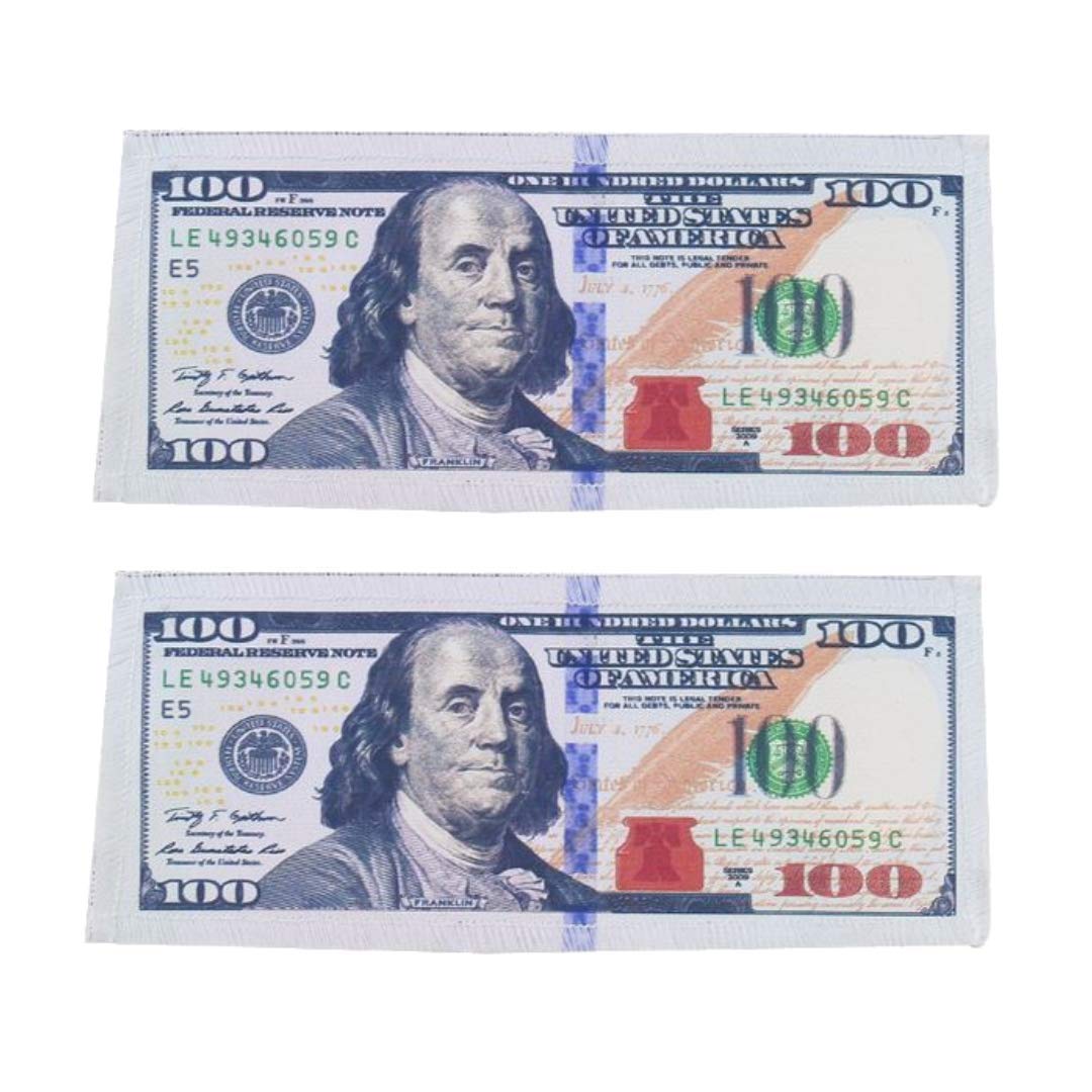 Amazon.com: OYSTERBOY 2 件美國一百美元鈔票USD 100 總統本傑明·富蘭克林的面額肖像印刷熨燙/ 縫在愛國裝飾貼花布章:  藝術、手工藝與縫紉