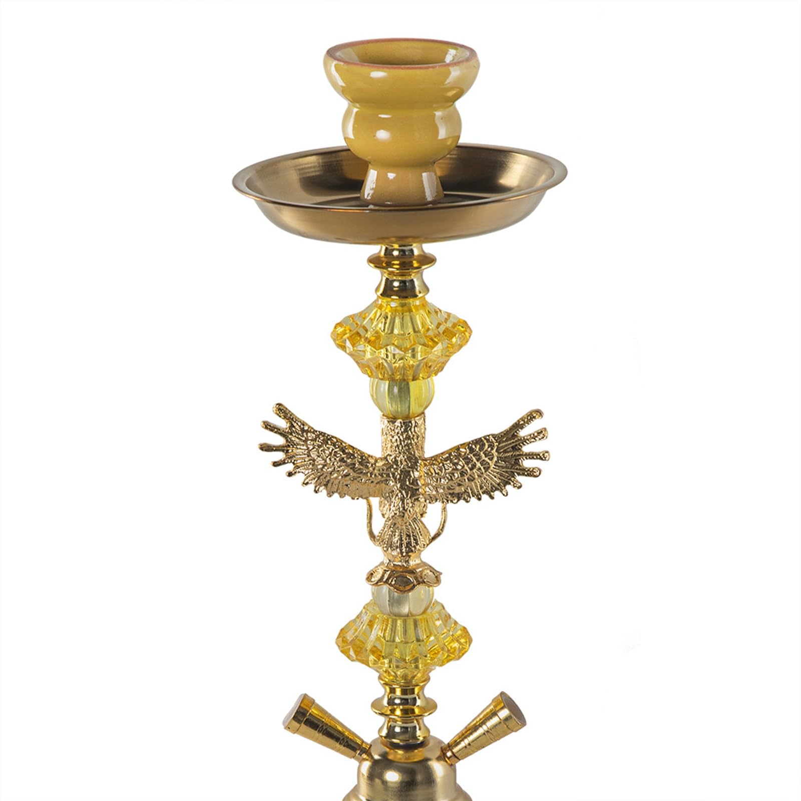 Chicha Ensemble Narguilé 21 Pouces - Kit Narguilé Shisha À 2 Tuyaux avec Vase en Verre, Bol en Céramique Et Cendrier avec Pince À Charbon (doré)