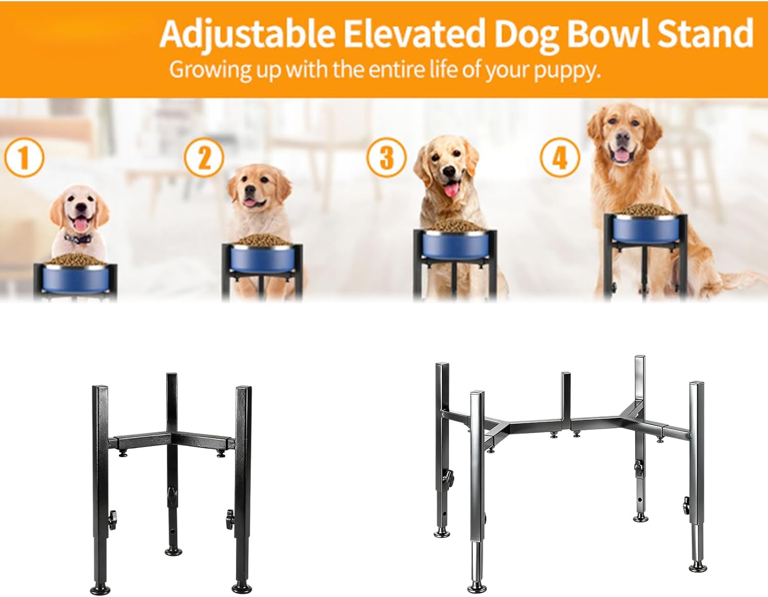 Easy to Regulable Pet Bowl Stand Modern Homes Styles Strong Iron Stable Base Pet Slows Water Feeders Height Adjustable