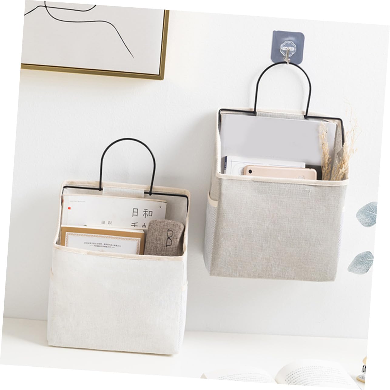 Gatuida 2pezzi Borsa Porta Oggetti da Appendere alla Parete con Gancio Adesivo Organizer Tasche per Armadio Camera da Letto Cucina Bagno Tasche Portaoggetti da Parete