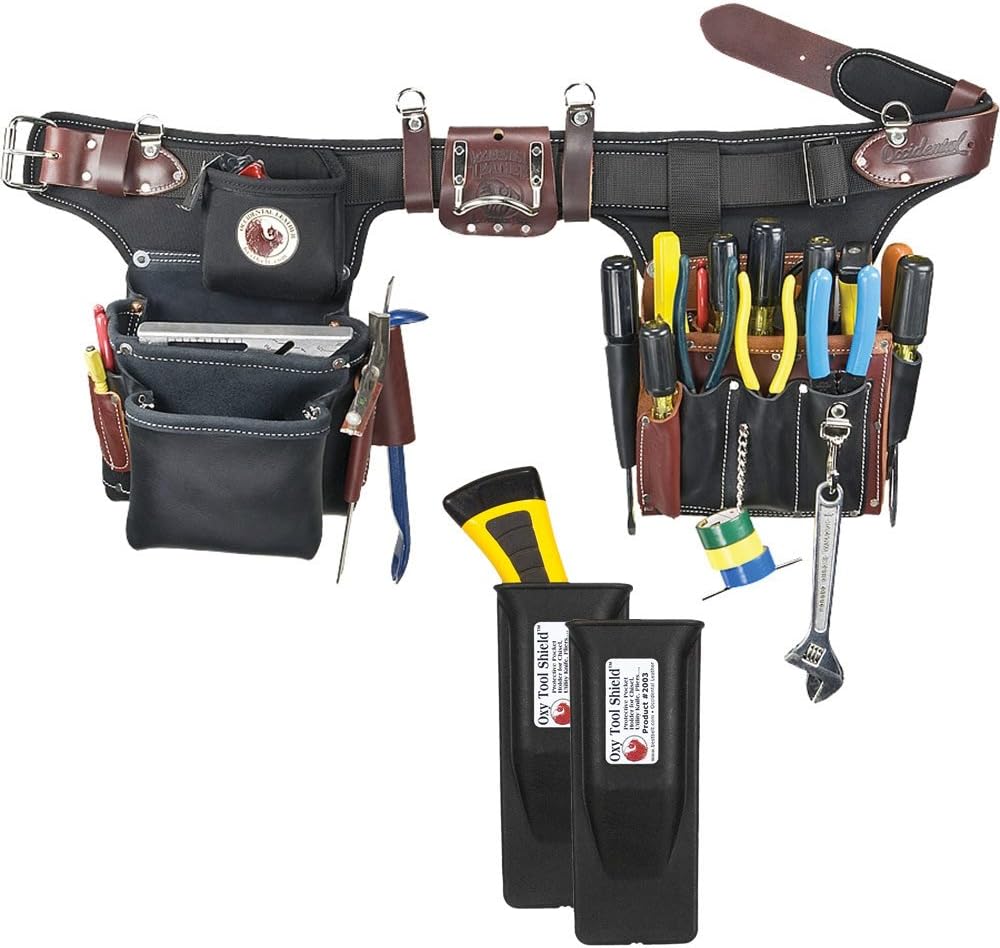 Occidental Leather 9596 Adjust-to-Fit Pro Electrician Tool Belt Set Bundle w/ (2) Pack 2003 Oxy Tool Shield (3 Pieces)