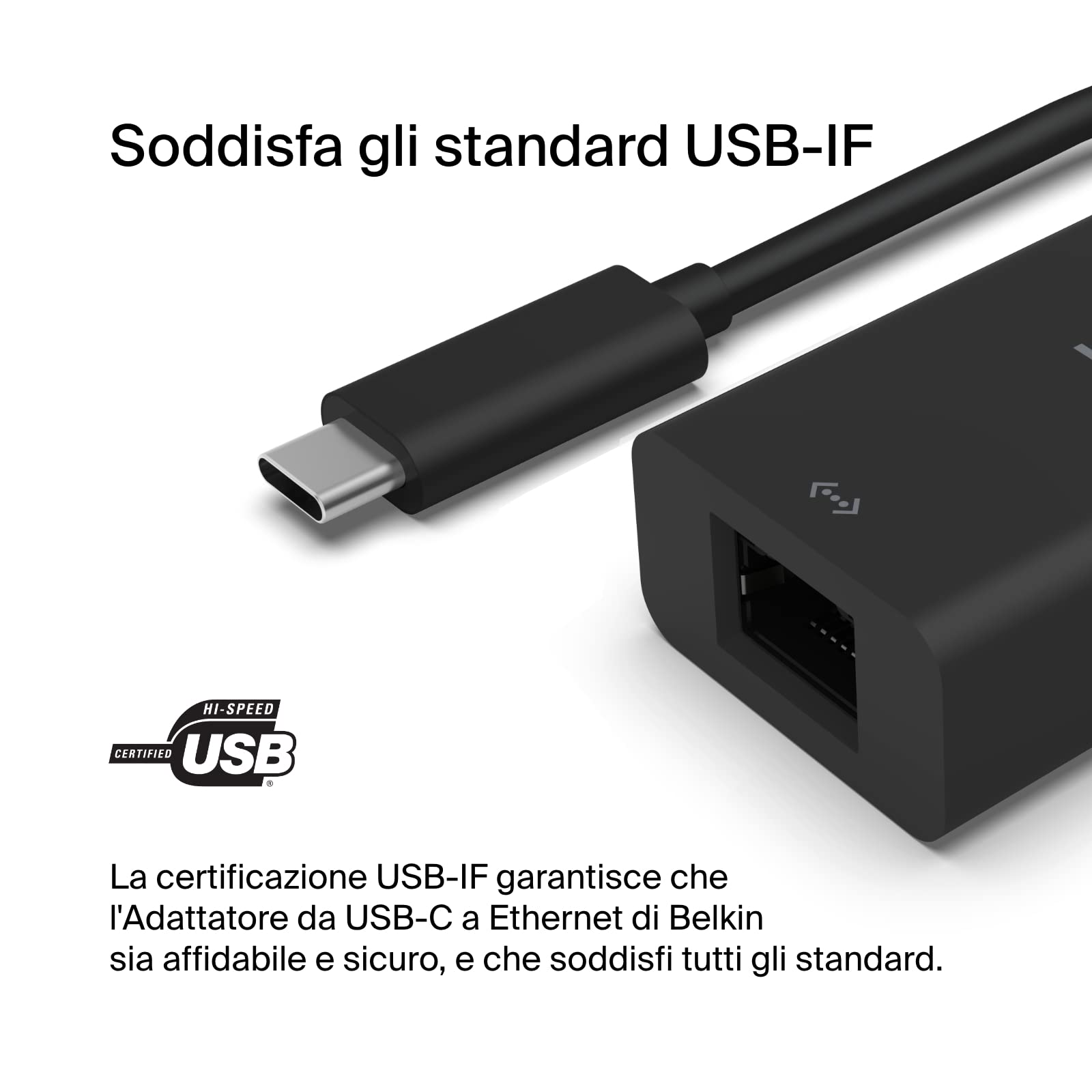 Belkin Adattatore USB-C Ethernet 2,5 Gb, da Thunderbolt 3/4 a LAN, certificato USB-IF, compatibile MacBook Pro/Air, iPad Pro, XPS, Surface