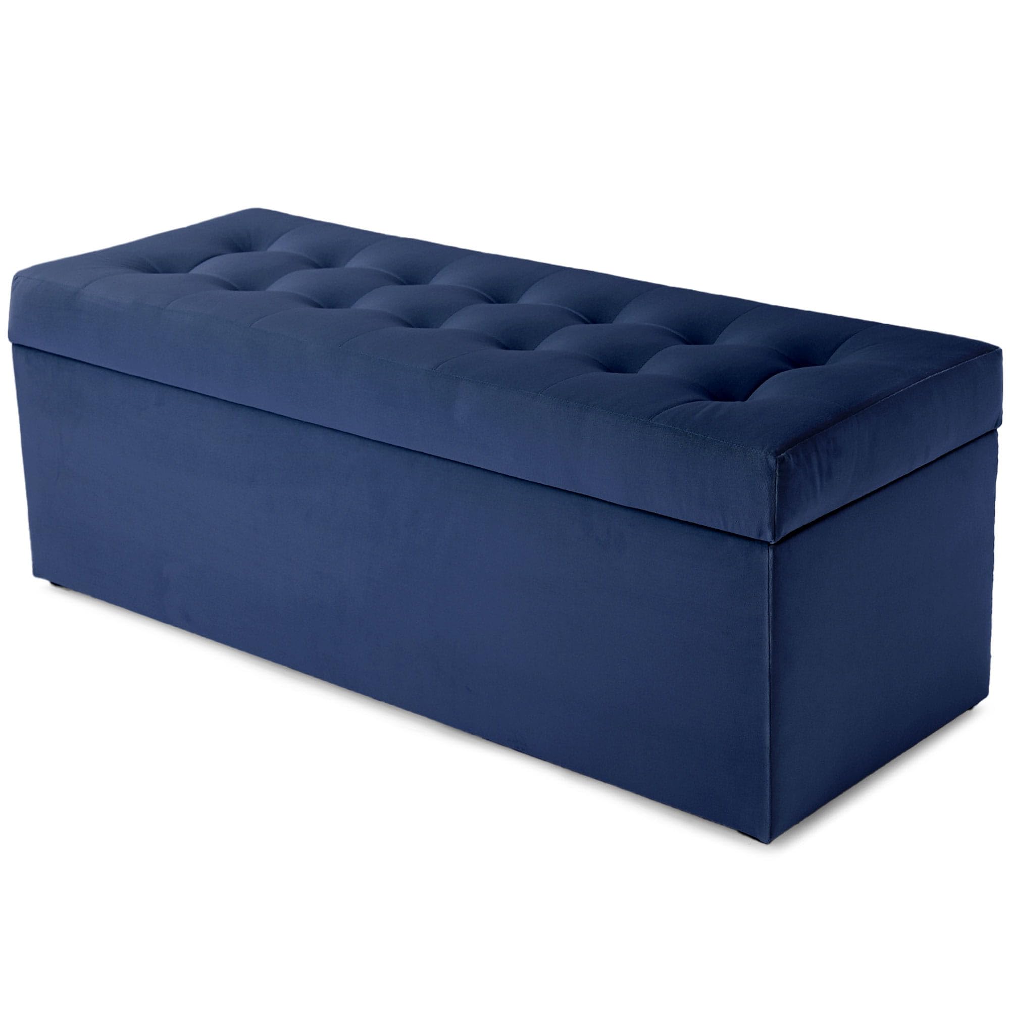 MG Design Pouf Coffre 45 × 120 cm Marineblau – Rangement 140 L, Charge 300 kg, Surface Douce avec léger reflet, Entretien Facile – pour Salon, Chambre, entrée